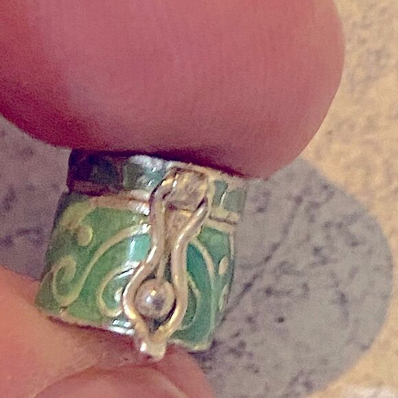 Tibetan Prayer Box Sterling Silver Enameled Wish Box Pendant - Picture 7 of 12